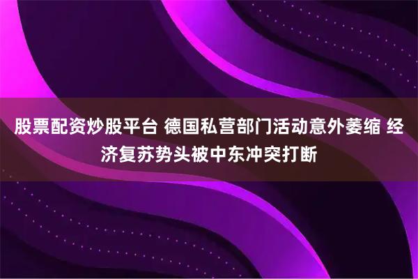 股票配资炒股平台 德国私营部门活动意外萎缩 经济复苏势头被中东冲突打断